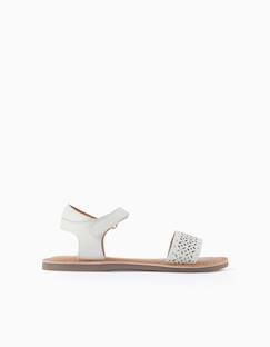 Chaussures-Sandales en cuir avec bride en mosaïque découpée au laser
