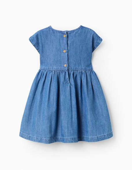 Robe en jean à manches courtes avec fleurs brodées Bleu 2 - vertbaudet enfant 