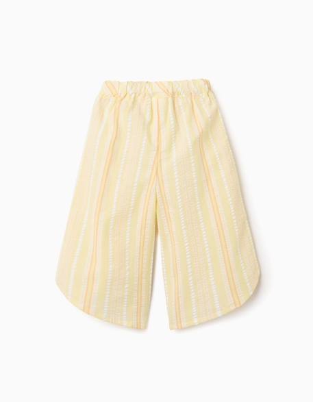 Pantalon à jambe large en coton à rayures Jaune clair 2 - vertbaudet enfant 