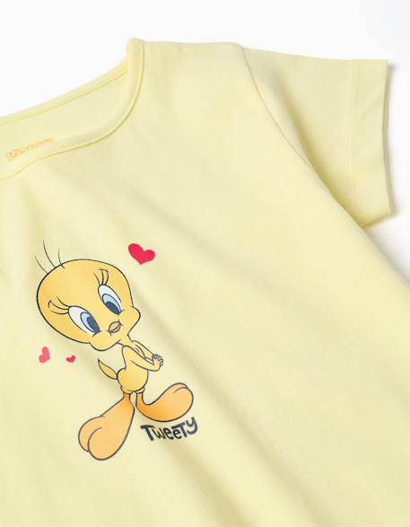 Pyjama en coton à manches courtes avec imprimés titi Jaune clair 2 - vertbaudet enfant 