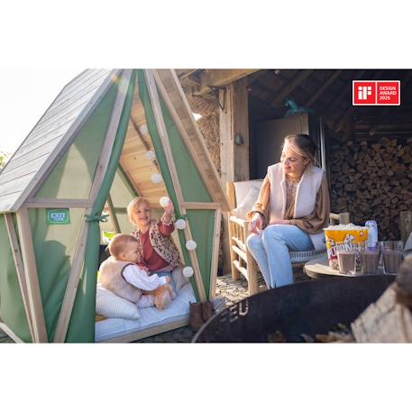 Maisonnette tente en bois fsc extérieur yuki 100 Naturel/vert 2 - vertbaudet enfant 
