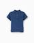T-shirt en coton avec col mao et poche Bleu foncé+Jaune foncé 1 - vertbaudet enfant 