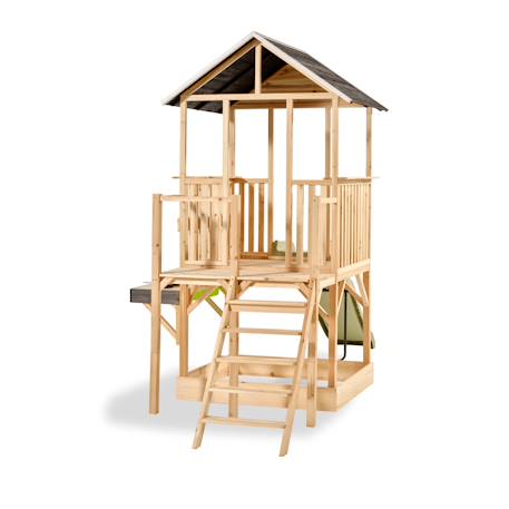 Maisonnette bois fsc toboggan cuisine bac sable panorama 550 Naturel 2 - vertbaudet enfant 