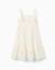 Robe en coton et lin avec fleurs brodées Beige clair 2 - vertbaudet enfant 