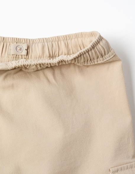 Short long cargo en sergé avec cordon de serrage Beige clair+Bleu foncé+Marrón 3 - vertbaudet enfant 