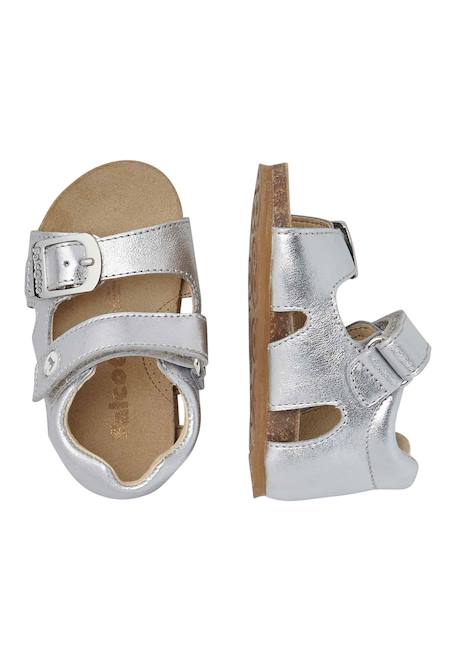 Sandales en cuir lamé avec boucle et scratch bea Argent-+Platine- 4 - vertbaudet enfant 