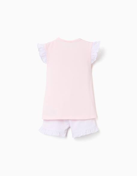 Pyjama en coton à manches courtes et imprimé stitch Rose clair 2 - vertbaudet enfant 