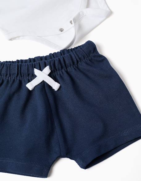 Body-polo avec imprimé mickey + short Bleu foncé 4 - vertbaudet enfant 