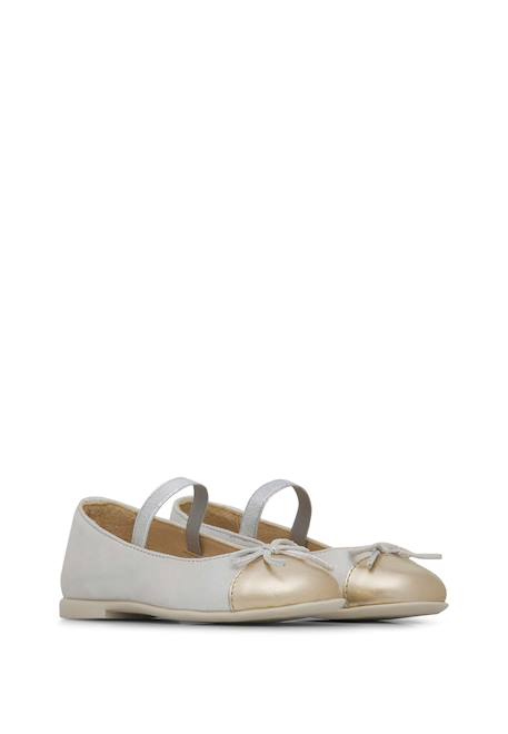 Ballerines en cuir laminé croise' tip Argent- 2 - vertbaudet enfant 
