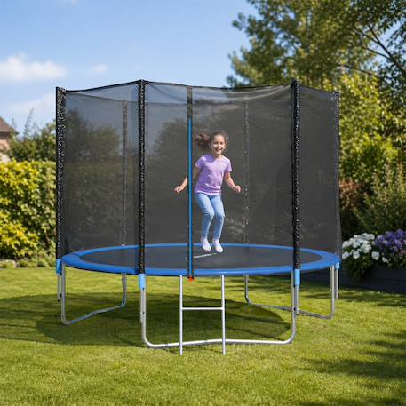 Trampoline ø 2,44 m avec filet de sécurité et échelle pour enfants Bleu 1 - vertbaudet enfant 