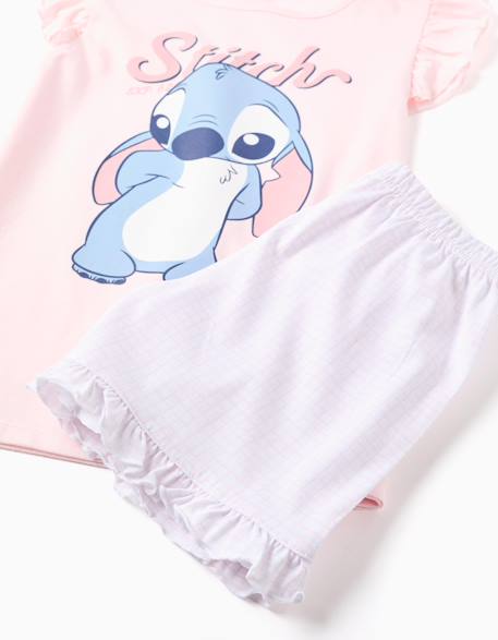Pyjama à manches courtes en coton avec imprimé stitch Rose clair 3 - vertbaudet enfant 