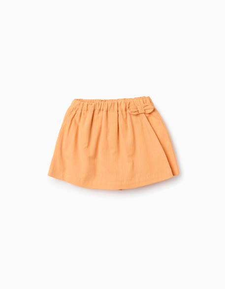 Jupe-short en coton avec nœud décoratif Jaune foncé 1 - vertbaudet enfant 