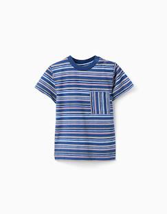 -T-shirt en coton à rayures et poche poitrine