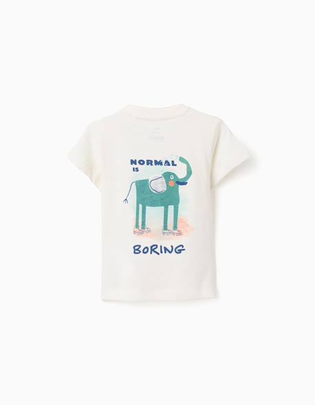 T-shirt en coton avec imprimé éléphant Beige clair 2 - vertbaudet enfant 
