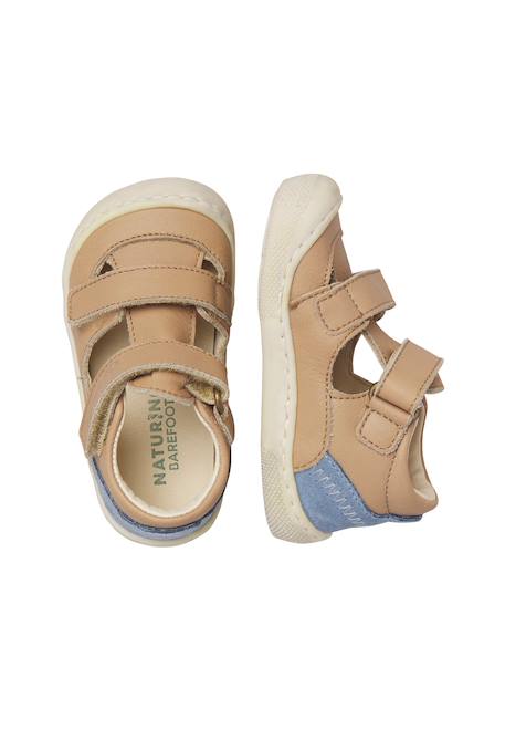 Sandales en cuir et en daim barefoot irtys Céleste-+Rose clair-+Sable- 14 - vertbaudet enfant 