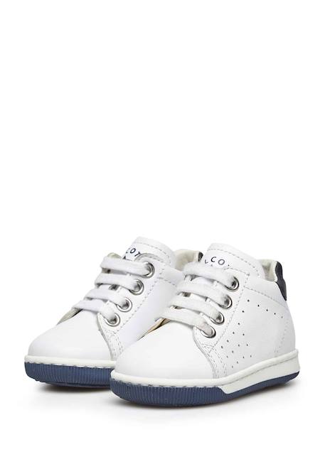 Baskets lacées en nappa bicolore adam Blanc-+Marine- 5 - vertbaudet enfant 