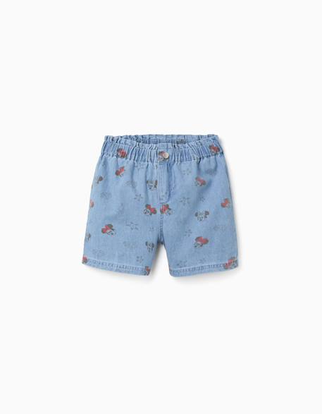 Short en jean avec minnie et taille élastiquée Bleu 1 - vertbaudet enfant 