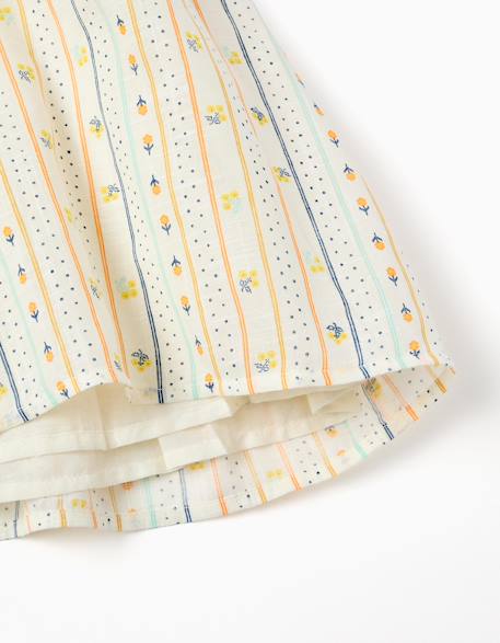 Robe en coton avec motif floral et volants Beige clair 4 - vertbaudet enfant 
