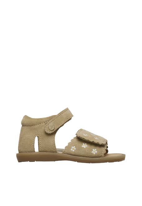 Sandales en suède avec imprimé marguerites maya embr Beige-+Marron clair- 6 - vertbaudet enfant 