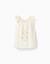Blouse en coton et lin avec fleurs Beige clair 1 - vertbaudet enfant 