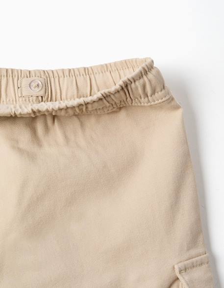 Short long cargo en sergé avec cordon de serrage Beige clair+Marrón 3 - vertbaudet enfant 