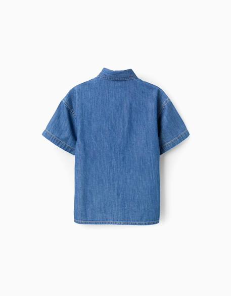 Chemise à manches courtes en jean avec poche Bleu 2 - vertbaudet enfant 