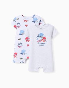 2 barboteuses en coton avec super friends  - vertbaudet enfant