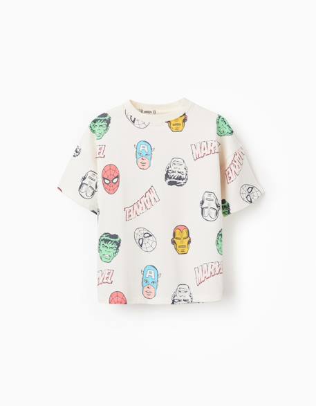 T-shirt en coton avec motif marvel heroes Beige clair 1 - vertbaudet enfant 