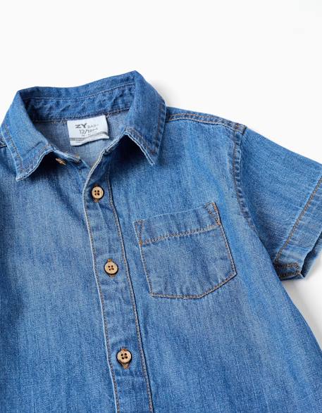 Chemise à manches courtes en jean avec poche Bleu 3 - vertbaudet enfant 