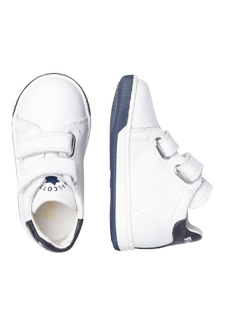 Baskets en nappa à scratch adam vl Blanc-+Gris tourterelle-+Marine- 4 - vertbaudet enfant 