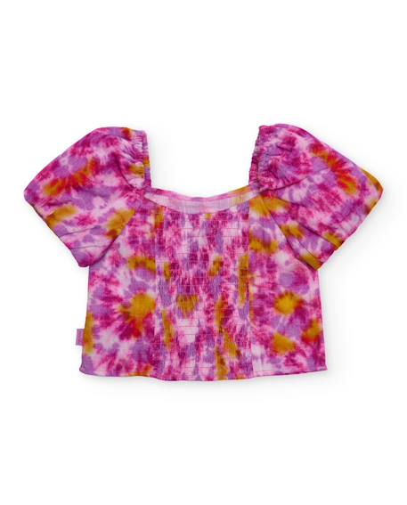 Blouse fille en tissu tissé avec motif tie-dye Rose 2 - vertbaudet enfant 