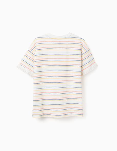 T-shirt en coton à rayures et poche poitrine Beige clair 2 - vertbaudet enfant 