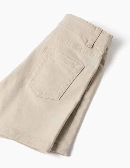 Short midi en sergé avec cinq poches Beige clair+Bleu foncé 4 - vertbaudet enfant 