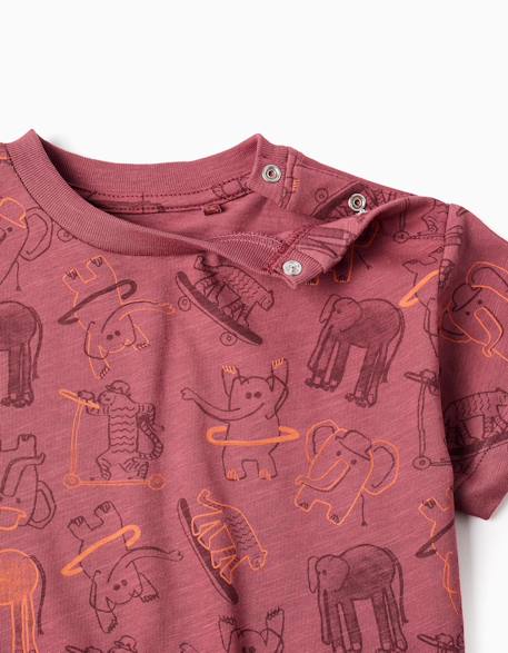 T-shirt et short en coton avec motif animalier Marrón 3 - vertbaudet enfant 