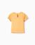 T-shirt côtelé à fleur brodée Beige clair+Jaune foncé 6 - vertbaudet enfant 