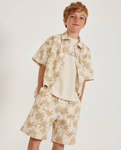 -Chemise garçon en tissu tissé avec motif palmiers