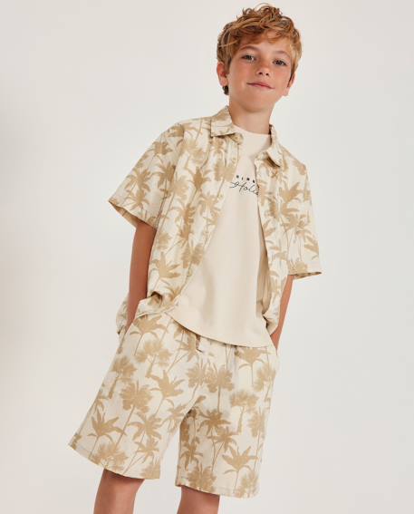 Garçon-Chemise-Chemise garçon en tissu tissé avec motif palmiers
