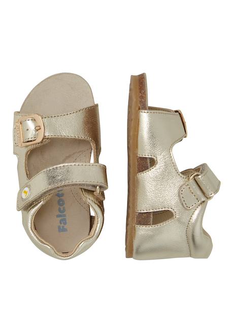 Sandales en cuir lamé avec boucle et scratch bea Argent-+Platine- 9 - vertbaudet enfant 