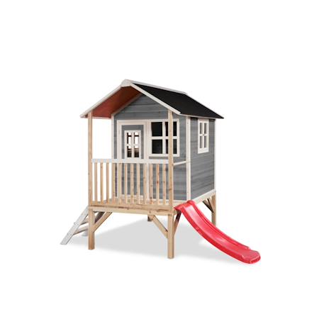 Maisonnette en bois fsc pilotis toboggan loft 300 Gris+Naturel 1 - vertbaudet enfant 