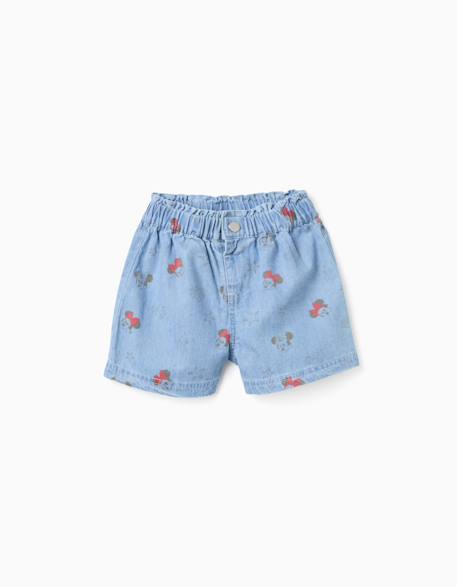 Bébé-Short en jean avec minnie et taille élastiquée