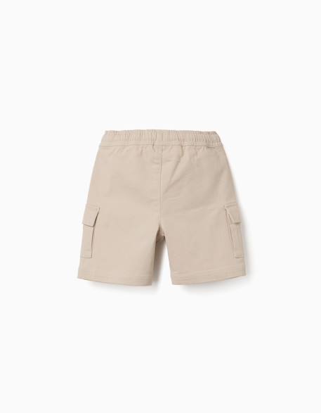 Short long cargo en sergé avec cordon de serrage Beige clair+Marrón 2 - vertbaudet enfant 