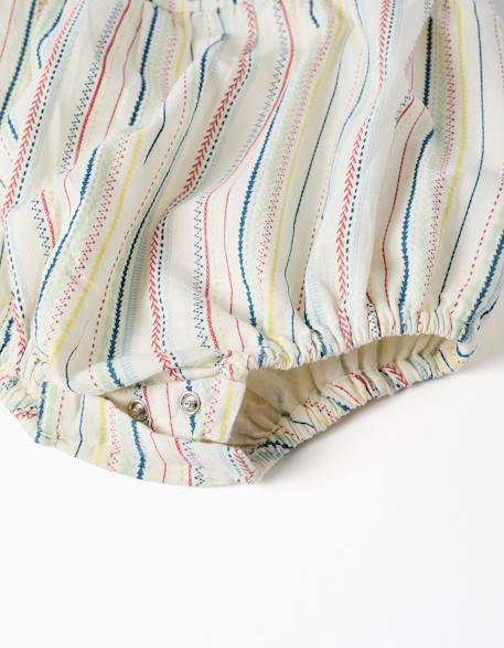 Barboteuse en coton à rayures ethniques b&s Blanc 4 - vertbaudet enfant 