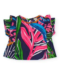 Blouse fille à imprimé fonds marins avec fermeture au dos  - vertbaudet enfant