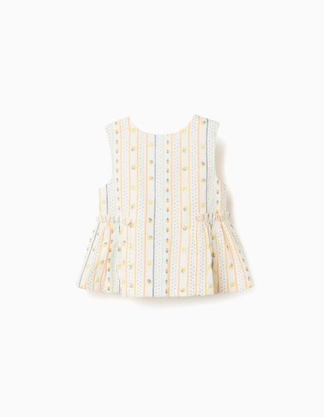 Blouse sans manches en coton avec motif floral Beige clair 1 - vertbaudet enfant 