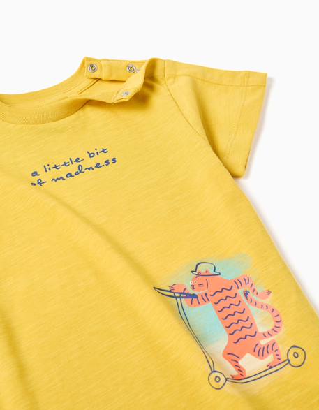T-shirt en coton avec imprimé tigre Jaune foncé 3 - vertbaudet enfant 