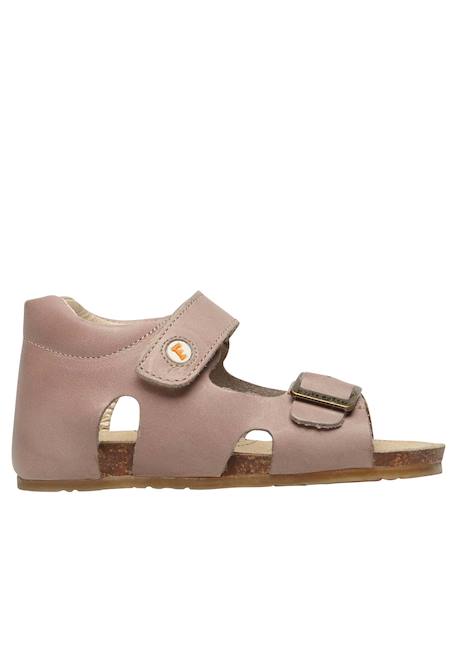 Sandales en cuir avec boucle et scratch bea Beige-+Bleu-+Gris-+Jaune-+Marine-+Marron-+Orange-+Rose-+Rouge- 1 - vertbaudet enfant 