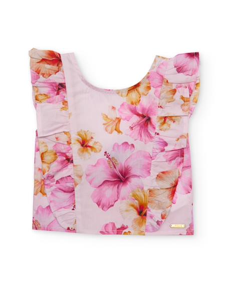 Chemise fille en tissu tissé avec volants latéraux Rose 2 - vertbaudet enfant 