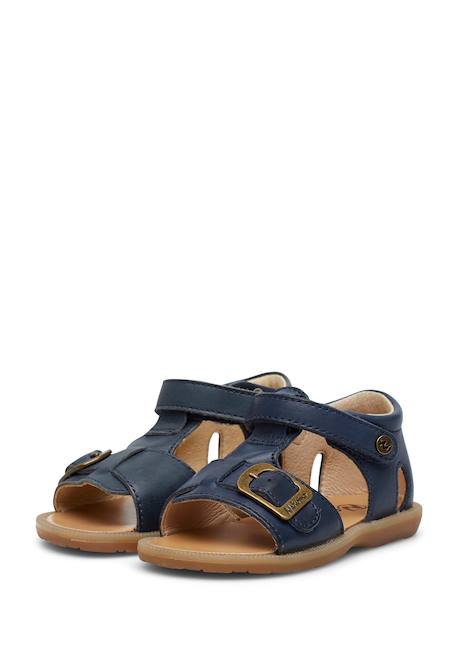 Sandales en cuir à scratch quarzo Marine-+Marron- 5 - vertbaudet enfant 