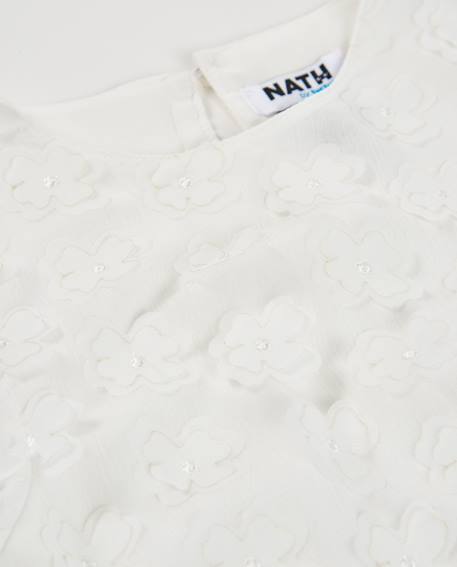 Blouse fille unie avec applications florales Blanc 3 - vertbaudet enfant 