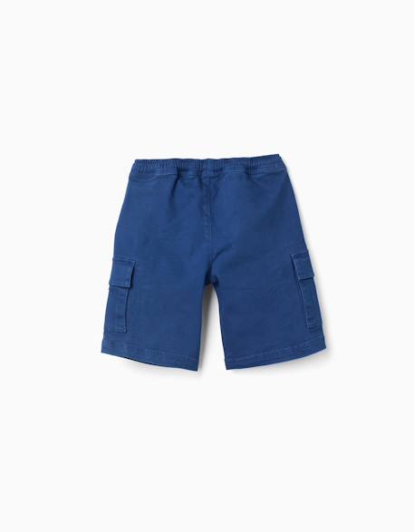Short long cargo en sergé avec cordon de serrage Beige clair+Bleu foncé+Marrón 6 - vertbaudet enfant 